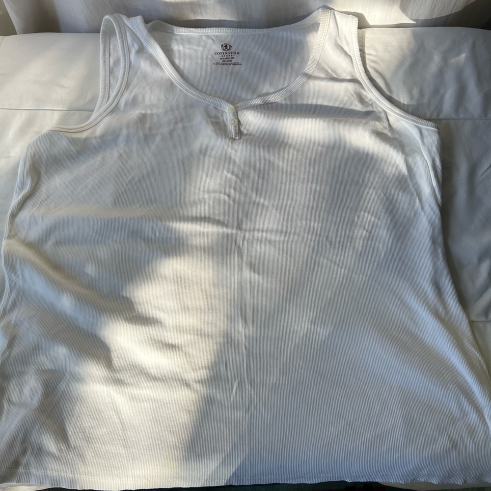 Covington White Cotton Tank Top